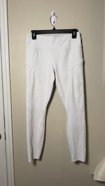 Athleta Contender FLAWLESS Laser Cut Leggings Size M White