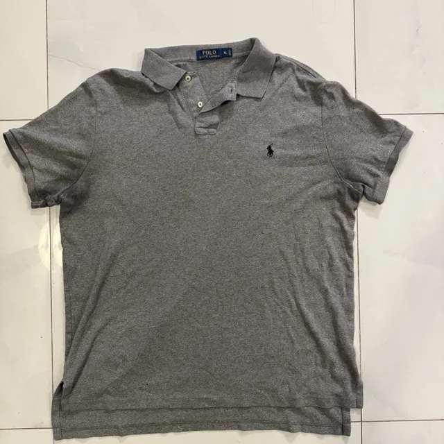 Polo Ralph Lauren Shirt Mens M Medium Gray Short Sleeve Side
