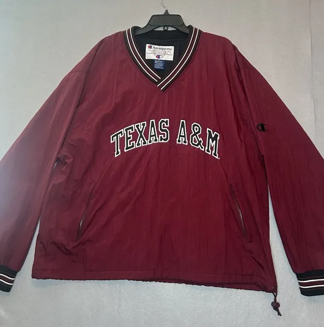 Texas A&M Aggies Men's Maroon Pullover Windbreaker Jacket Size XL Champion