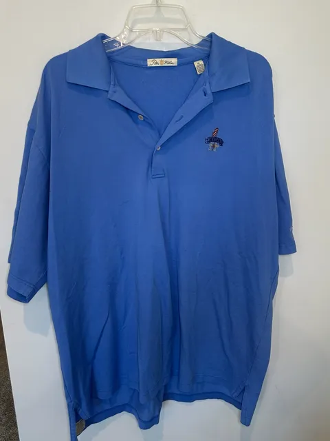 Peter Millar The Foundry Polo Shirt Size XL Blue Embroidered Golf