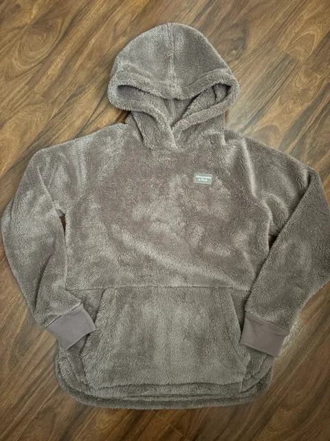 abercrombie kids Sherpa Hoodie Size 11/12 Brown Fleece Pullover