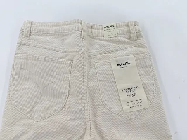 Rollas Eastcoast Flare Corduroy Pants Size 28 Off White