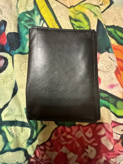 Calvin Klein Black Leather Trifold Wallet