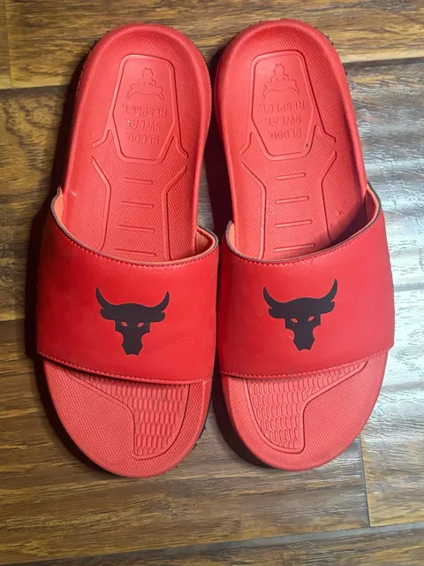 Under Armour Project Rock Slide Sandals Red Black
