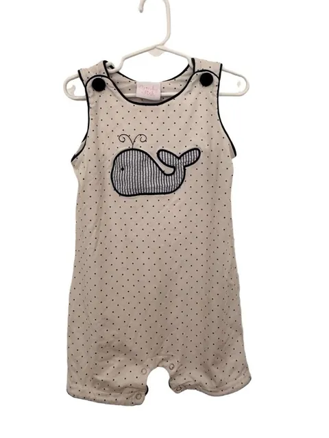 Stitchy Fish Whale Polka Dot Romper size 3T
