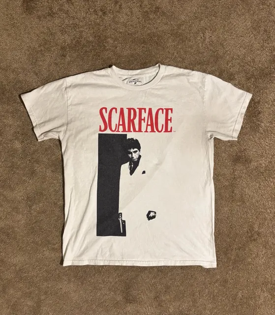 Scarface Tony Montana Graphic Tee Shirt White Al Pacino Universal Studios Large