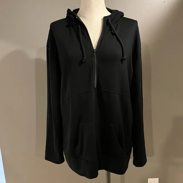 Unbranded Black Quarter Zip Hoodie Pullover XL