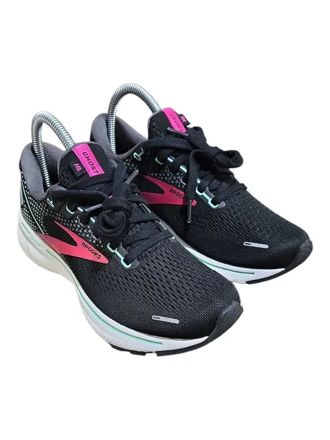 Brooks Ghost 14 Black Pink Mint Running Shoes Size 7 M