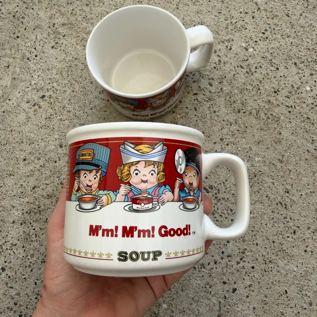 Vintage 90s Campbells Soup Ceramic Coffee Soup Mug Set of 2 Mint Condition