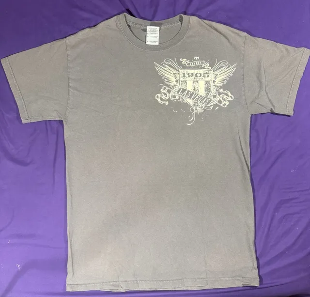 Gildan Las Vegas 1905 Graphic T-Shirt Size M Gray Cotton