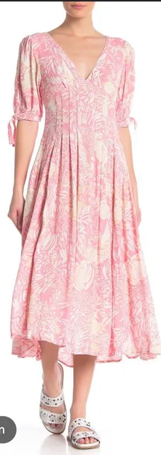 Free People Forever Always Midi Dress Size 0 Pink Floral