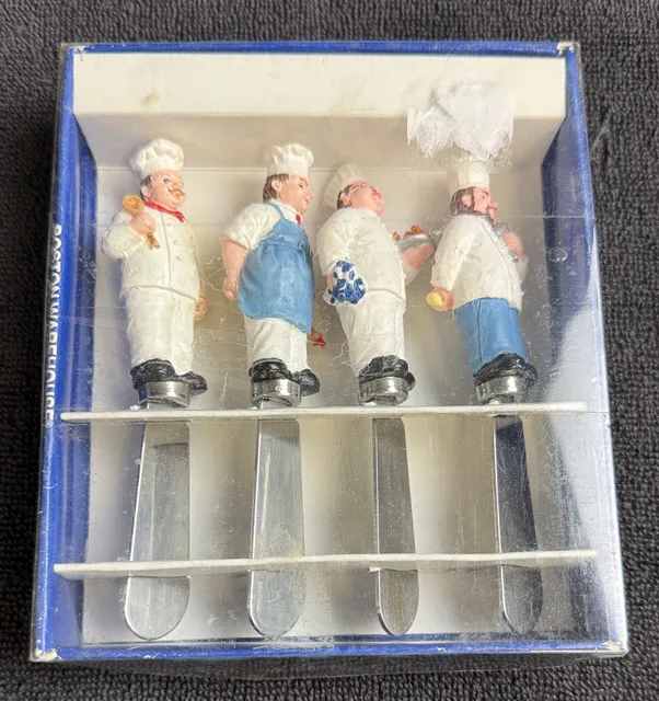 Boston Warehouse Chef Figurine Spreaders Set of Four Stainless Steel Knives