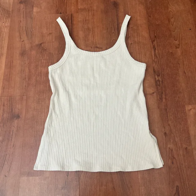 Reformation Ribbed Tank Top Size S Cream Tencel Cotton