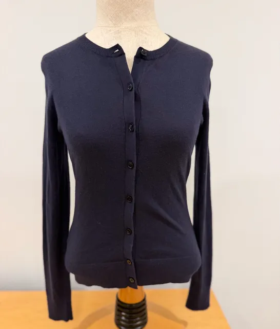 Ann Taylor Preppy Classic Sweater Size XS Blue Knit Long Sleeve Cardigan