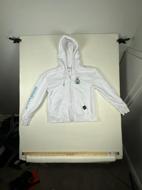 Disney Disneyland Resort Hoodie Size S White Castle Zip-Up Sweatshirt
