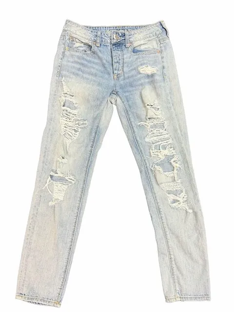 American Eagle Tomcat Jeans Size 2 Light Wash Distressed Button Fly