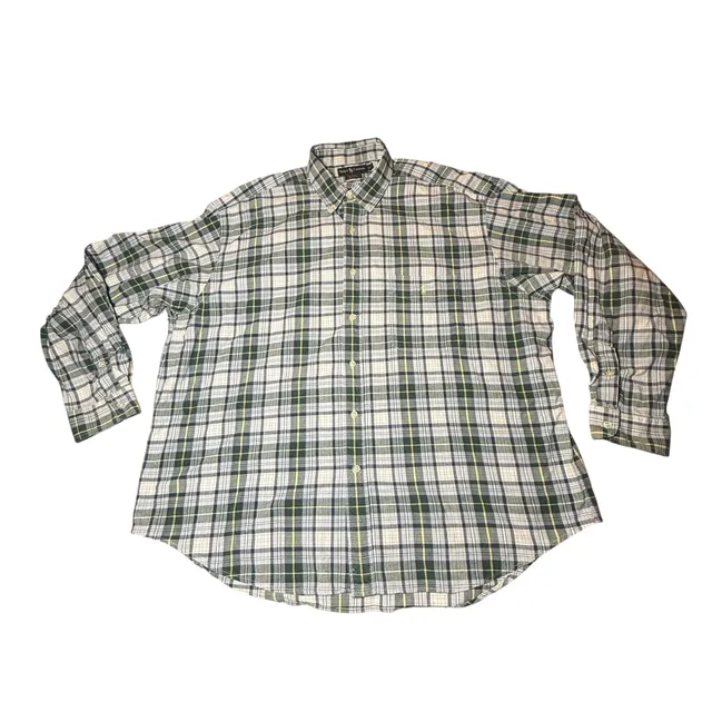 Ralph Lauren Big Shirt XL Green Plaid Cotton Button Down