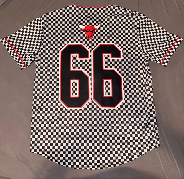 Chicago Bulls Checkered Jersey Black Red Number 66