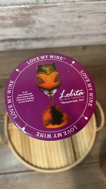 Lolita Love My Wine Masquerade Too Hand Painted Wine Glass 15 oz