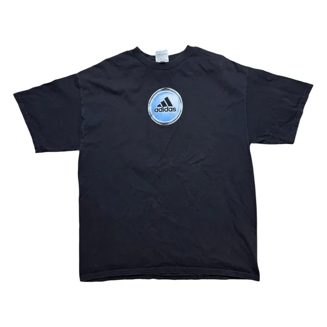 Adidas Graphic T-Shirt Size L Black Circle Logo Y2K Vintage L
