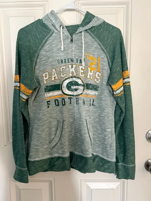 Majestic Green Bay Packers Full Zip Hoodie Size M Green Heathered Football