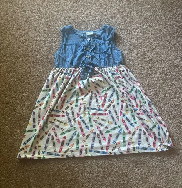 Denim Top Crayon Print Dress