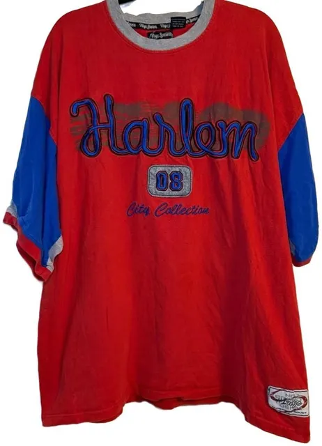 Y2K NYC Jeans Harlem City Collection T-Shirt Size 4XL Red Blue Vintage 08