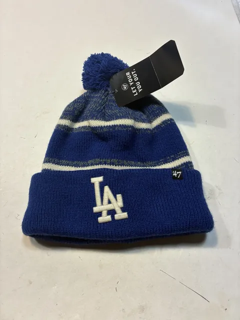 47 Brand Los Angeles Dodgers Pom Beanie Hat OSFA Blue Striped New With Tags