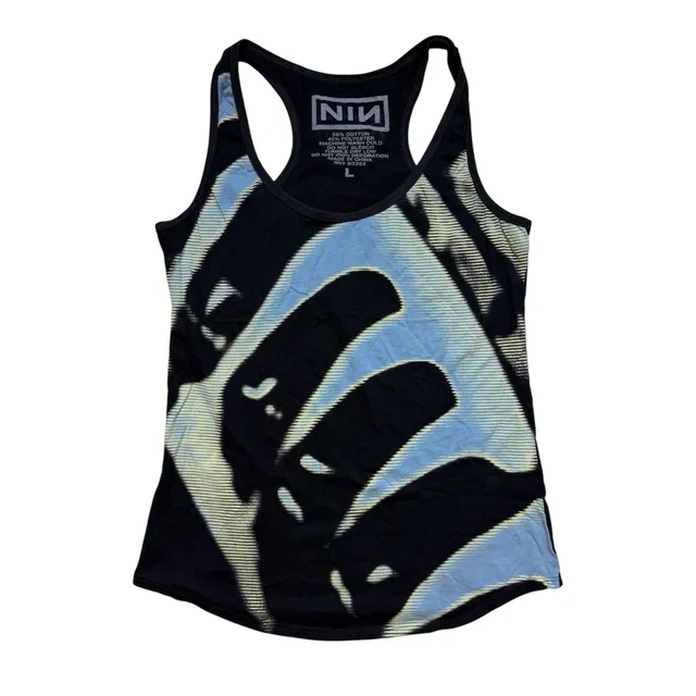 Nine Inch Nails NIN Tank Top Size L Black Graphic Racerback