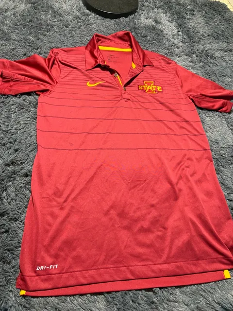 Nike Iowa State Cyclones Dri-Fit Polo Shirt Size S Red Striped