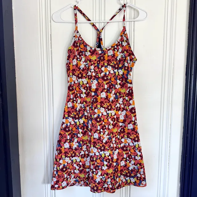 Outdoor Voices Exercise Dress with Undershorts, Size S, Floral Racerback
