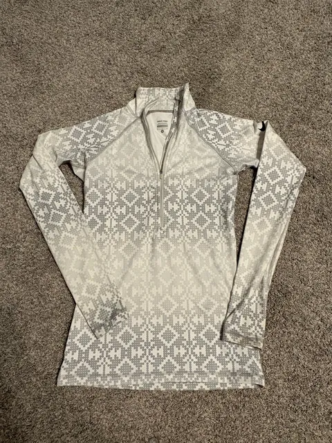 Nike Pro Half Zip Pullover Size S Grey Nordic Fair Isle Print Baselayer