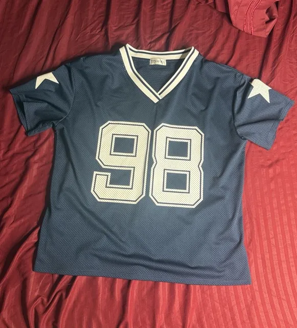 Popular 21 Mesh Jersey Size S Blue 98 Star V-Neck Short Sleeve