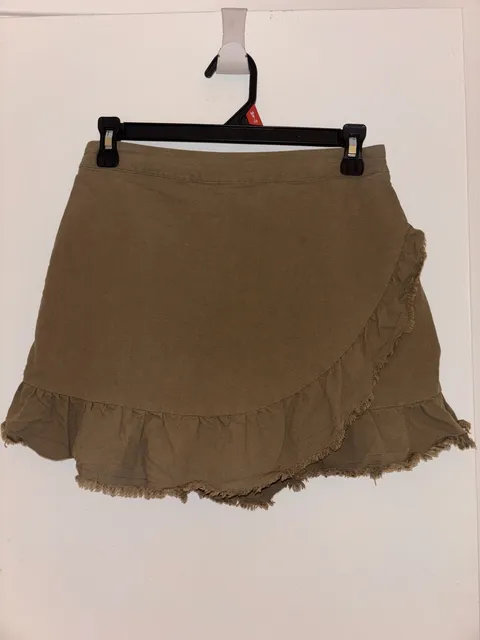 Wishlist Skort Size S Olive Green Ruffle Wrap Mini Skirt Shorts