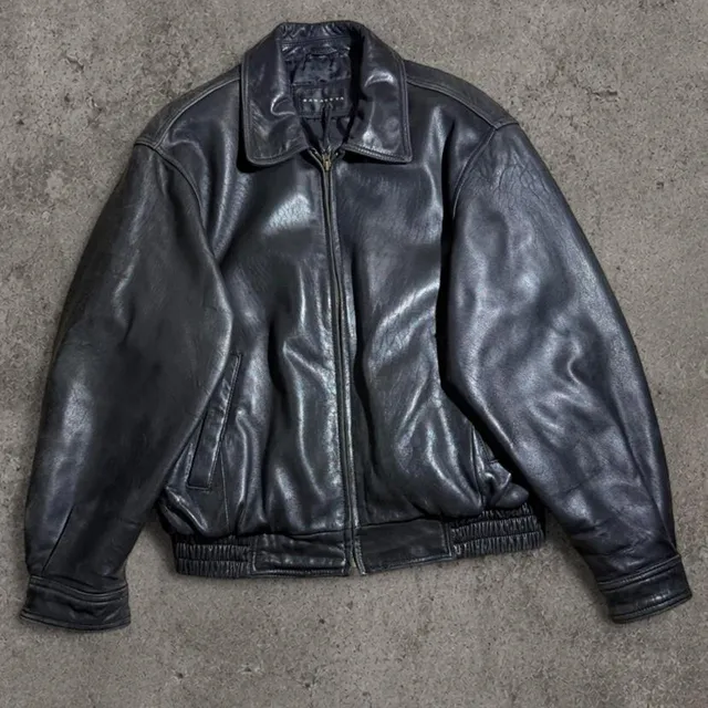 Baracuta Vintage 80s 90s Black Leather Bomber Jacket M