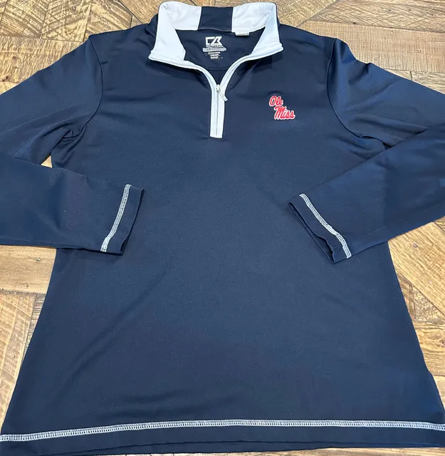 Cutter & Buck Ole Miss Rebels Half Zip Pullover Size M Navy