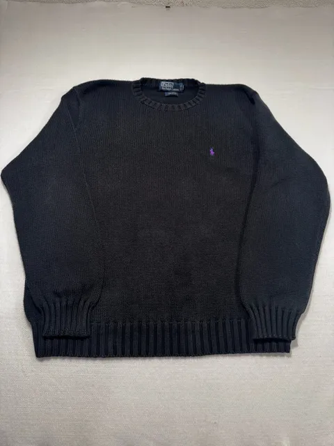Polo Ralph Lauren Men’s Cotton Sweater Size L Black Purple Pony