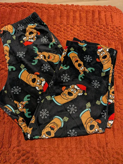 Scooby-Doo Holiday Fleece Pajama Pants Size XL Black Christmas