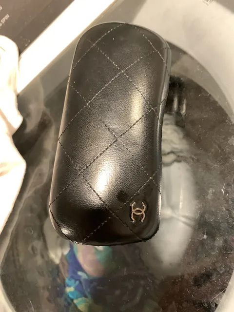 Chanel Quilted Eyeglasses Sunglasses Hard Case Black CC Logo