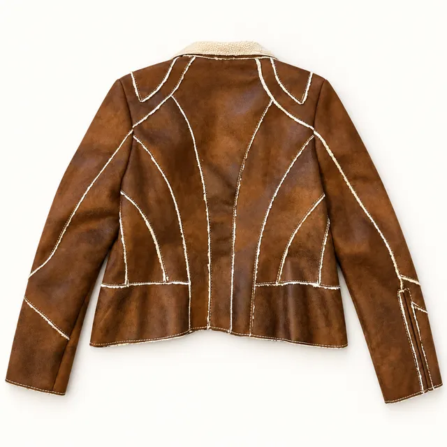 Guess Faux Suede Sherpa Jacket Size M Brown