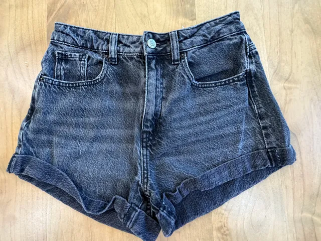 PacSun Denim Shorts Size 25 Black Rolled Cuff