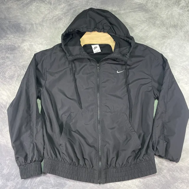 Nike Sportswear Essential UV Woven Jacket Size S Black Hooded Windbreaker