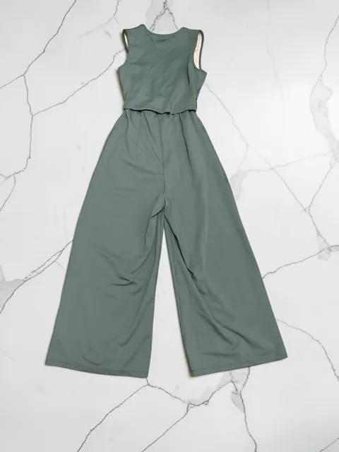 Halara Wide Leg Jumpsuit Sage Green Sleeveless