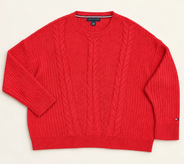 Tommy Hilfiger Cable Knit Sweater Size XL Red