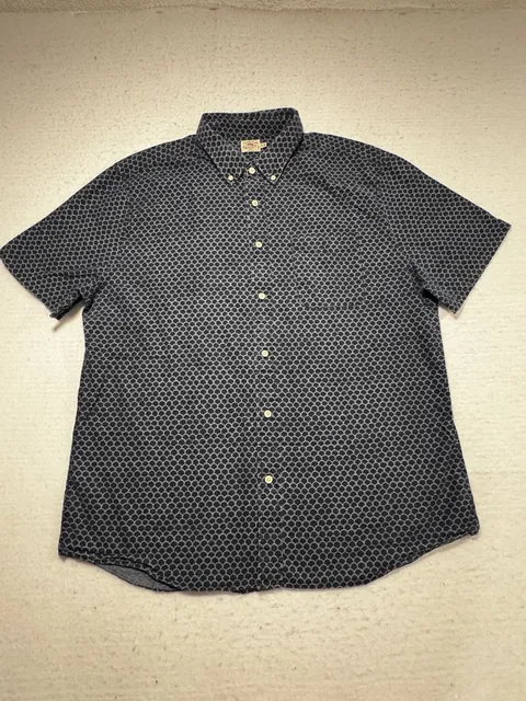 Faherty Men’s Playa Stretch Shirt XL Midnight Fish Scale