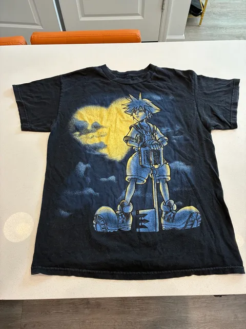 Vintage Y2K Kingdom Hearts Sora Video Game Promo Graphic T-Shirt Size M Black