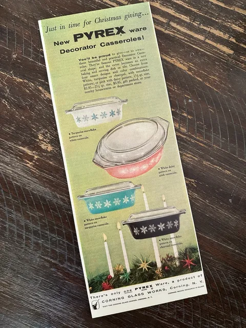 Pyrex Vintage Print Advertisement Decorator Casseroles