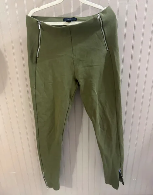 Forever 21 Leggings Size M Olive Green Ankle Zippers