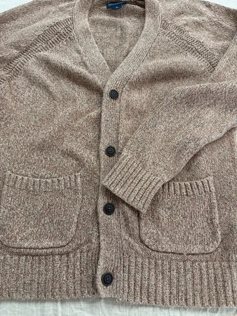 Lucky brand Knit Wool Blend tan button up Cardigan large