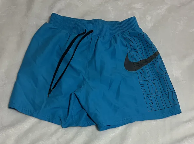 Nike Swim Shorts Size M Blue Logo Graphic Drawstring